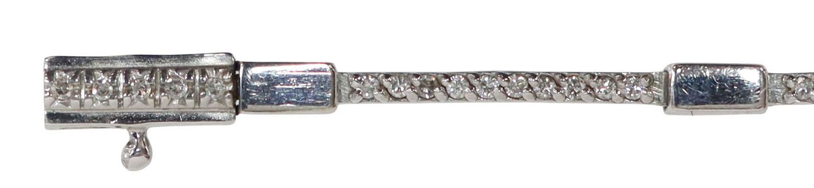 ESTATE 14KT WHITE GOLD & DIAMOND BAR LINK BRACELET (1 of 7)