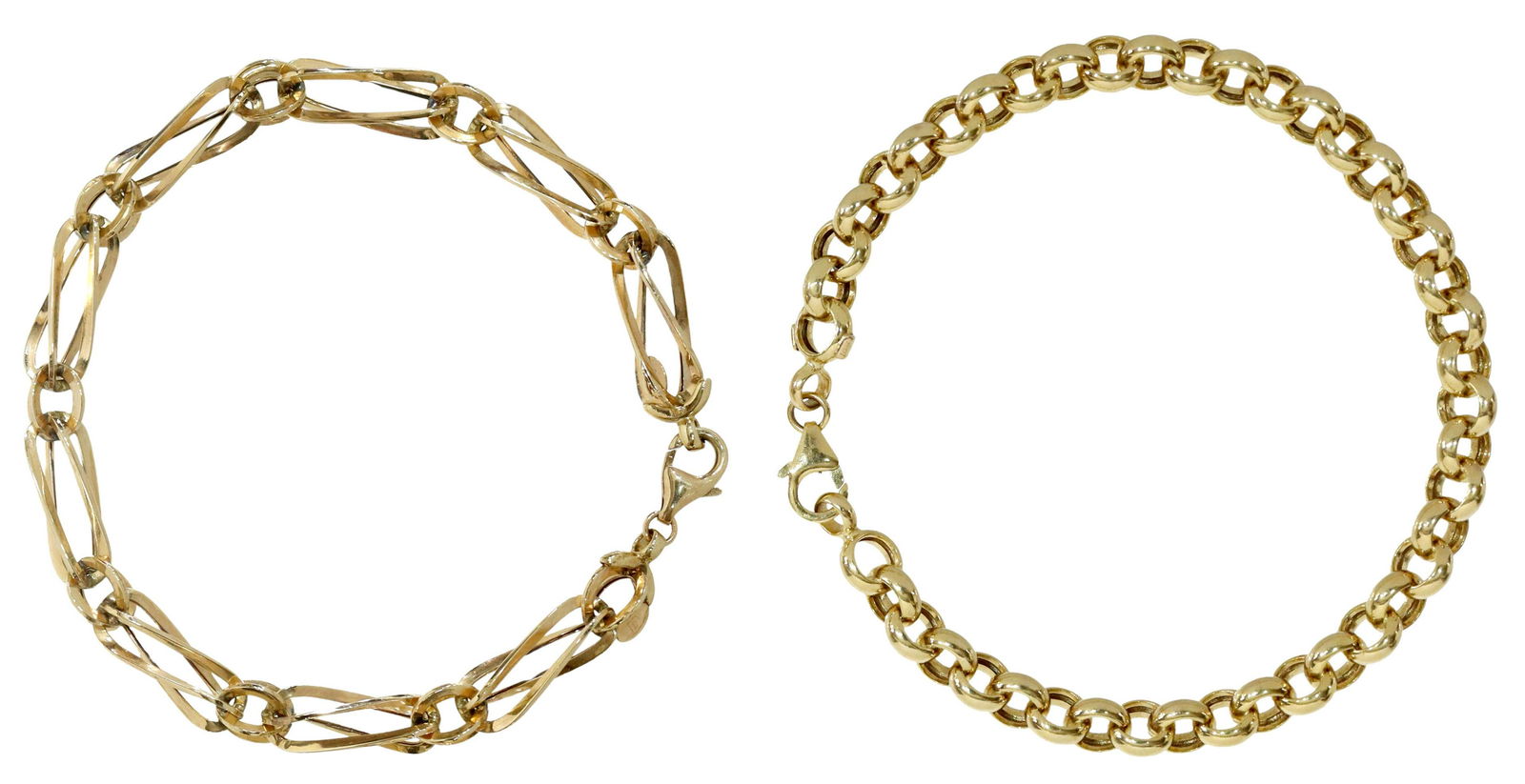 (2) ITALIAN 14KT & 10KT YELLOW GOLD LINK BRACELETS (1 of 3)