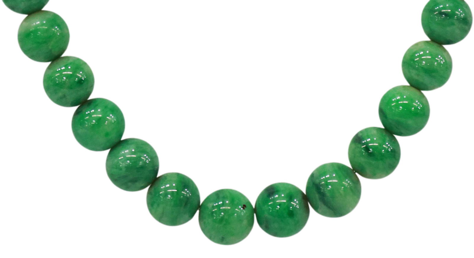ESTATE GRADUATED JADE BEADED NECKLACE, 28"L (1 of 4)