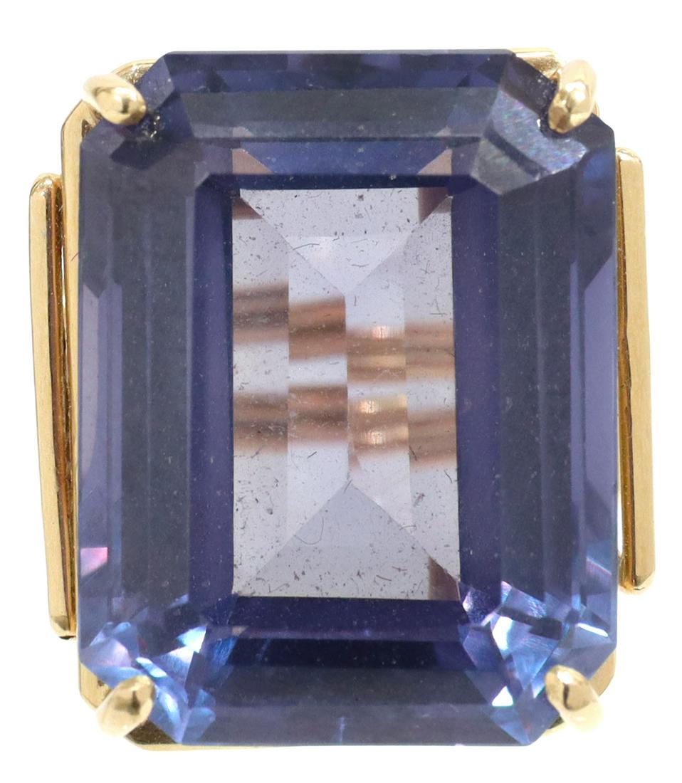 ESTATE 14KT YELLOW GOLD & PURPLE-BLUE STONE RING (1 of 5)