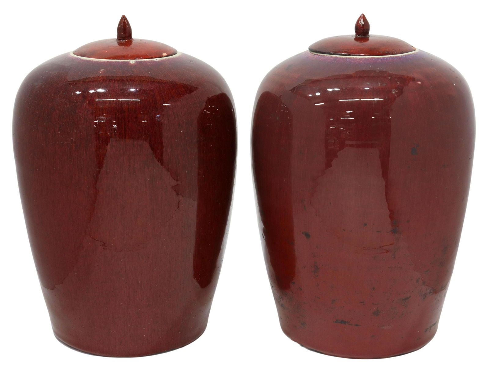 (2) CHINESE SANG-DE-BOEUF PORCELAIN MELON JARS (1 of 3)