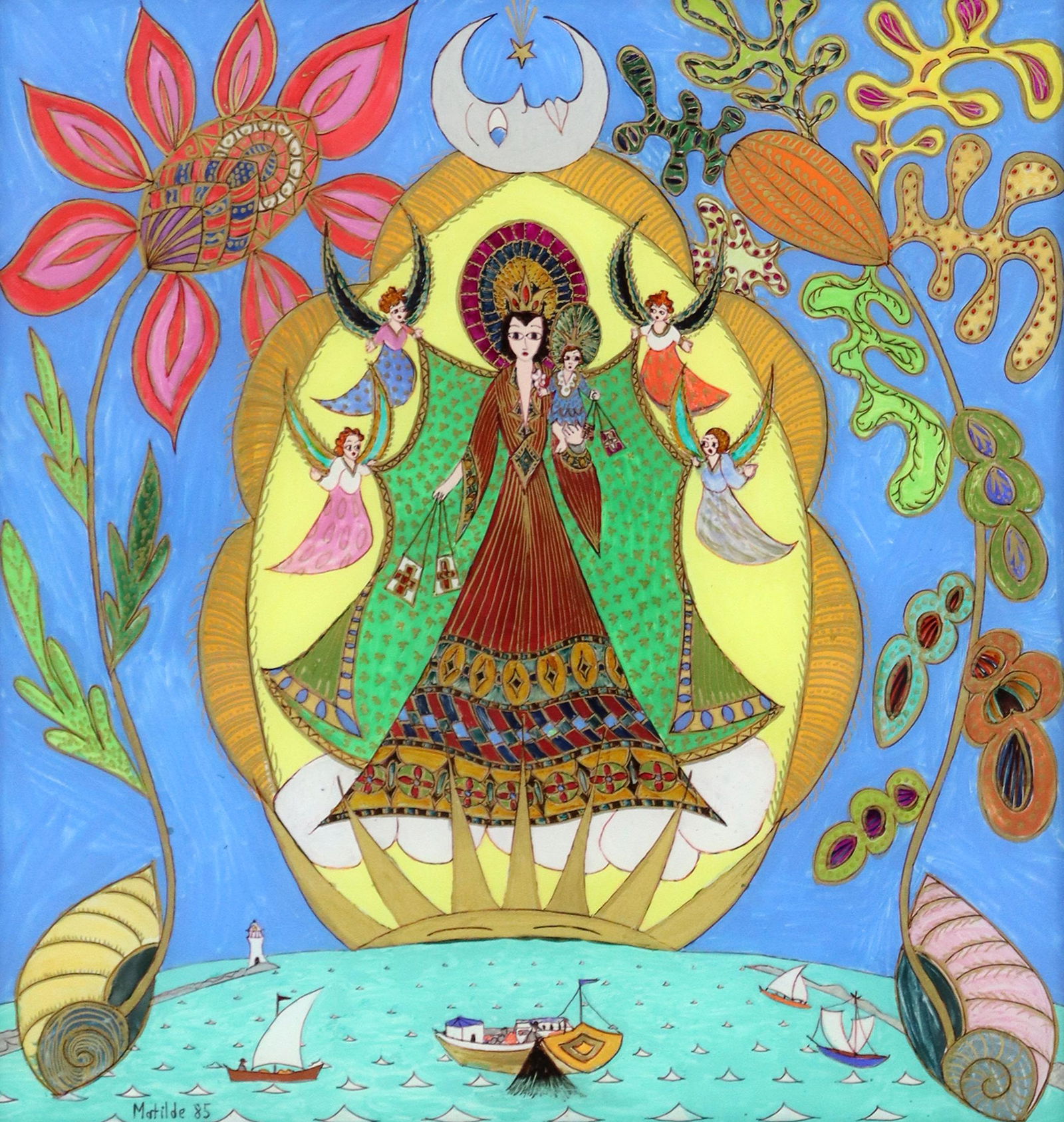 REVERSE PAINTING ON GLASS SENORA DEL MONTE CARMELO (1 of 4)