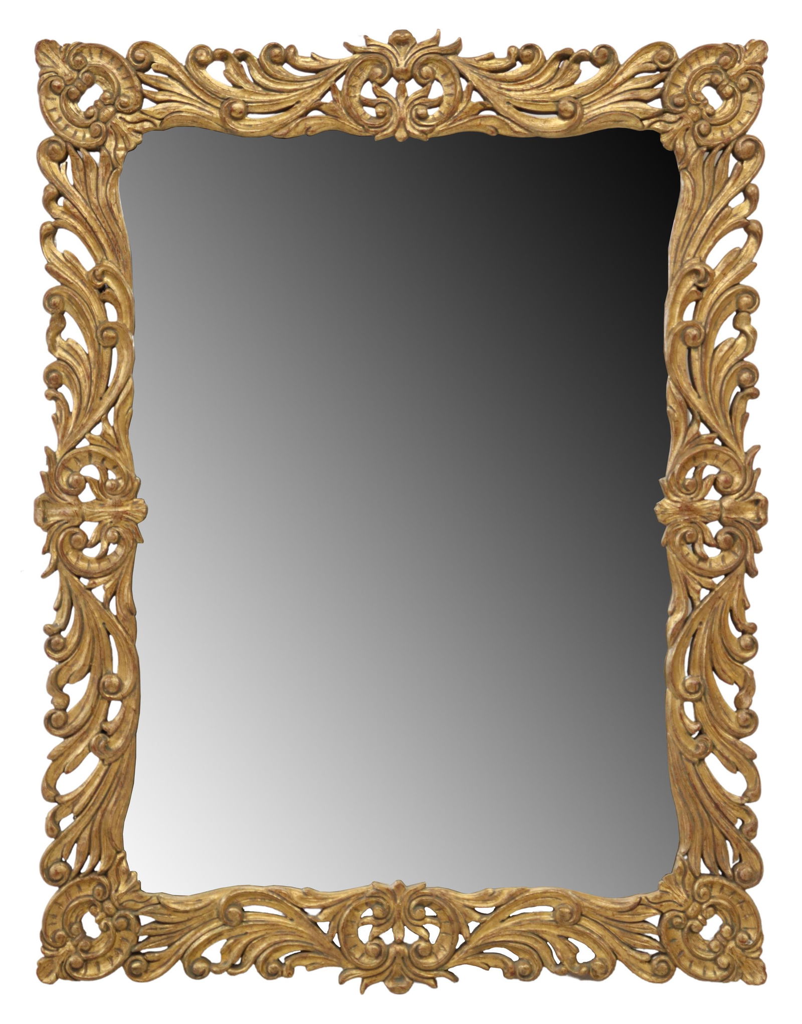 LARGE CARVED & PIERCED GILTWOOD MIRROR, 63" X 49" (1 of 3)