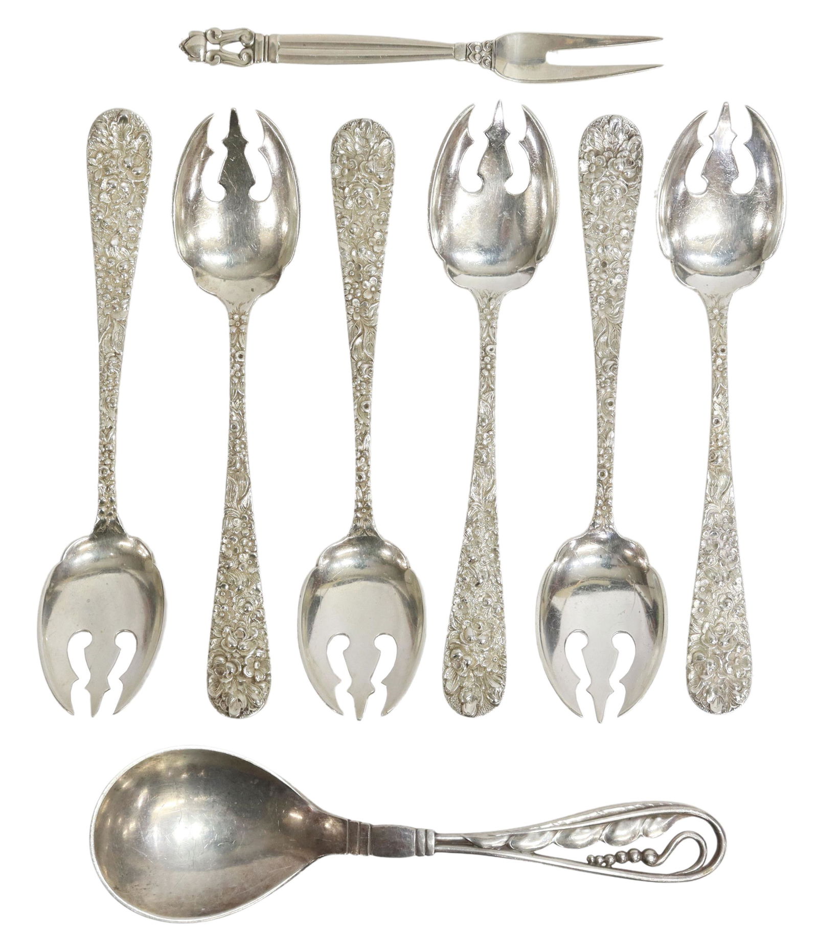 (8) STIEFF ROSE & GEORG JENSEN STERLING FLATWARE (1 of 3)