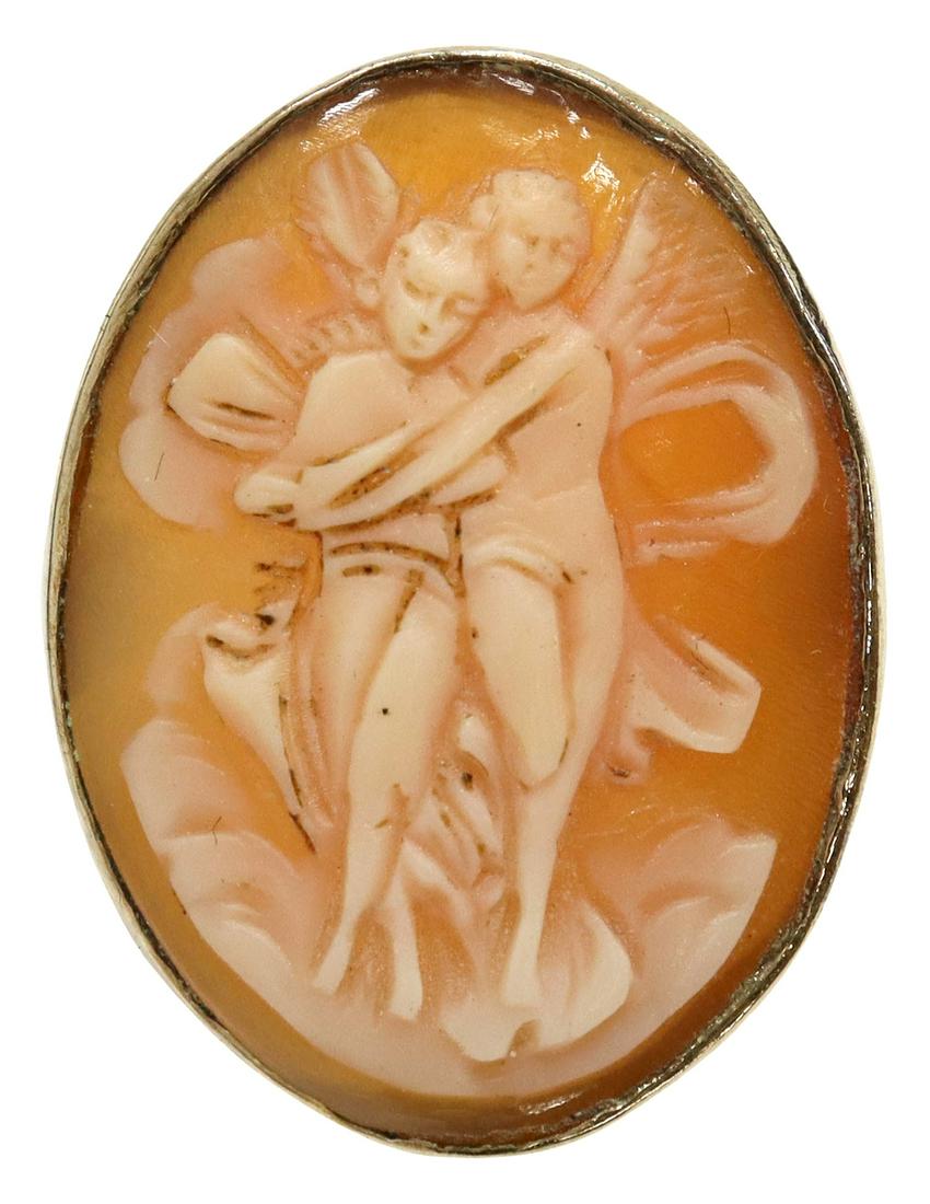 ESTATE 9KT GOLD CUPID & PSYCHE CAMEO RING (1 of 5)