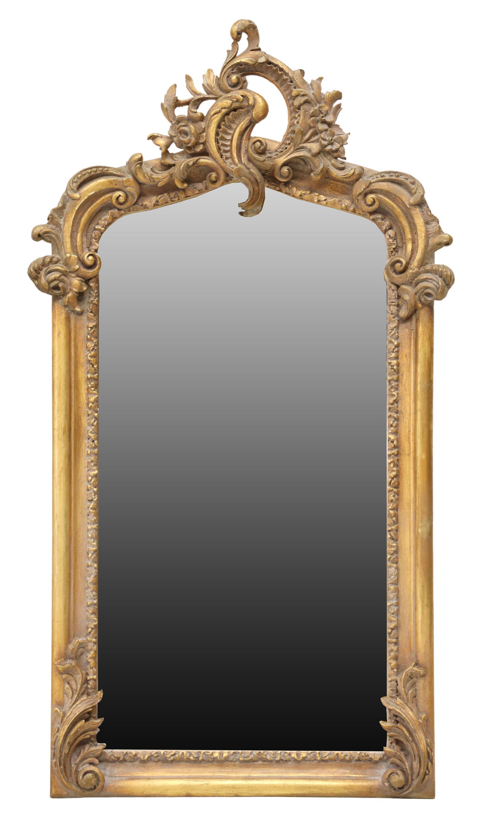 LOUIS XV STYLE SHAPED GILT WALL MIRROR (1 of 3)