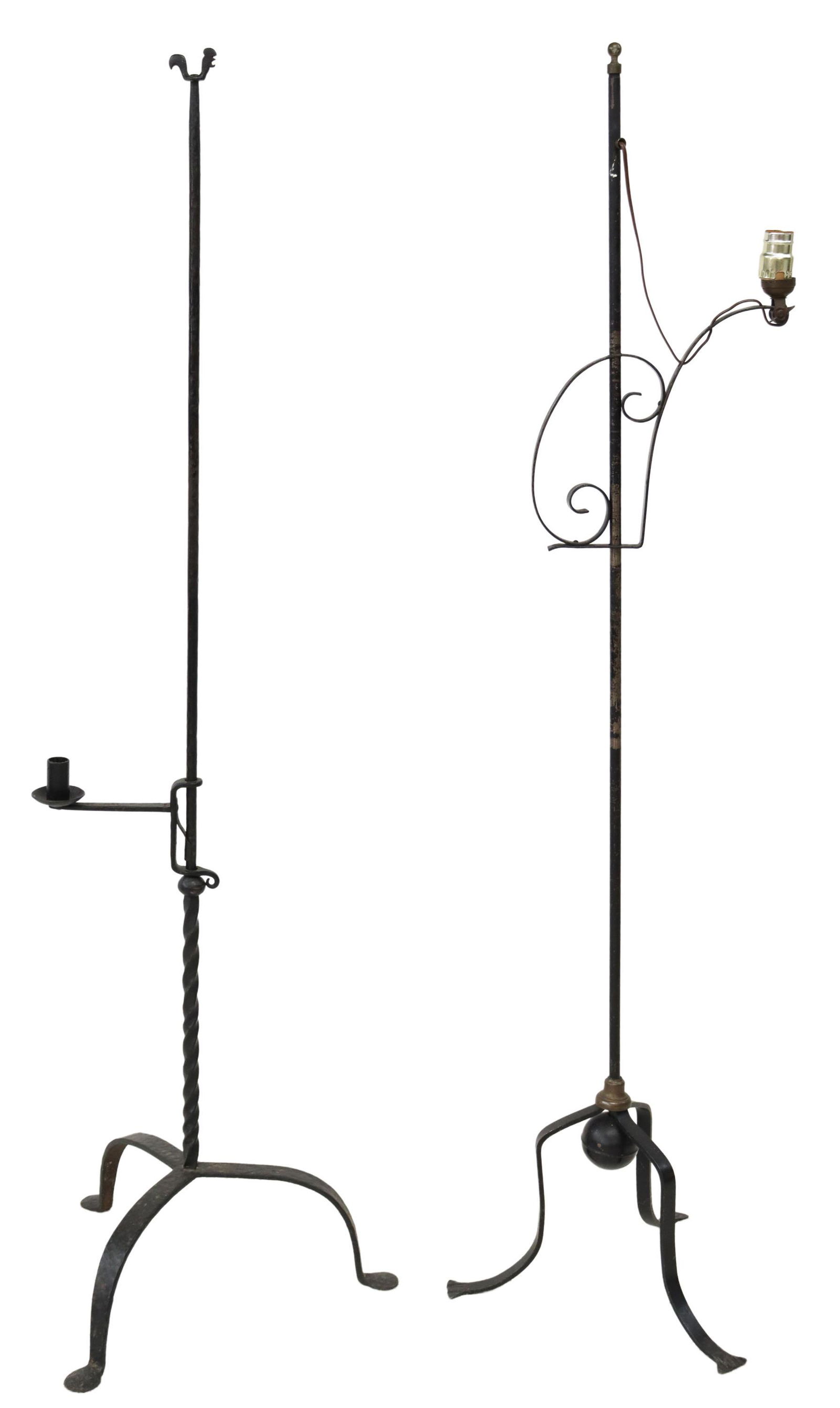 (2) WROUGHT IRON CANDLE PRICKET & FLOOR LAMP (1 of 4)