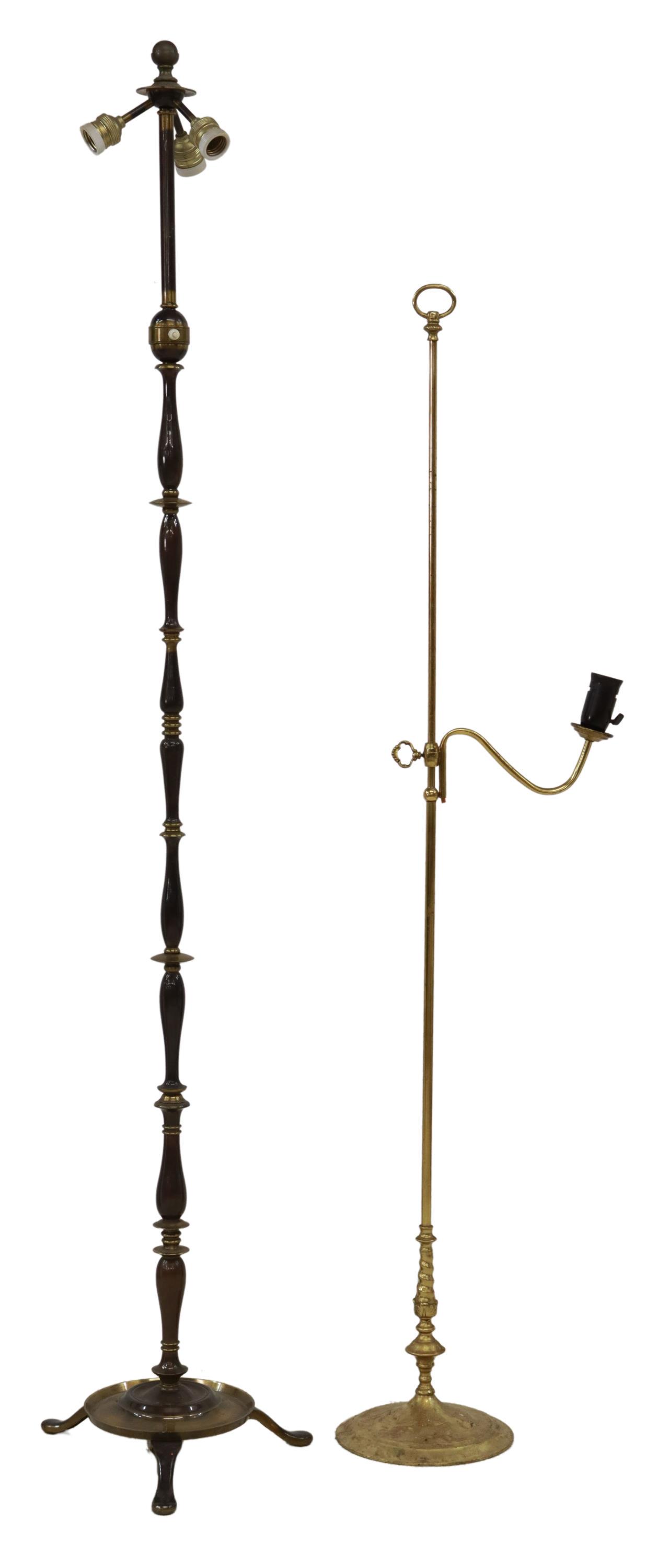 (2) BRASS 1-LIGHT & 3-LIGHT FLOOR LAMPS (1 of 3)