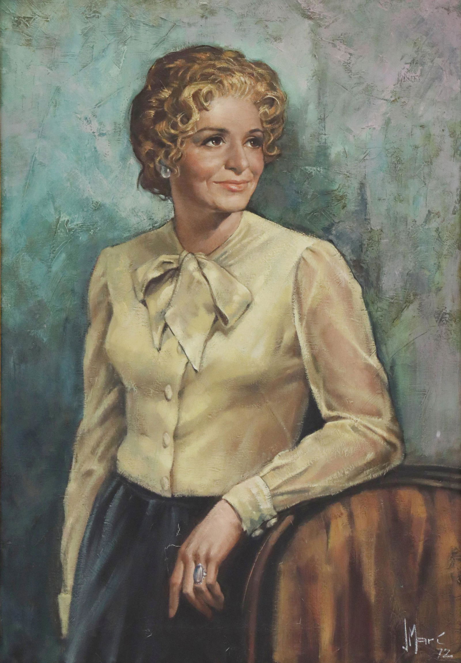 J. MARI OIL ON CANVAS PORTRAIT OF A WOMAN, 1972 (1 of 4)