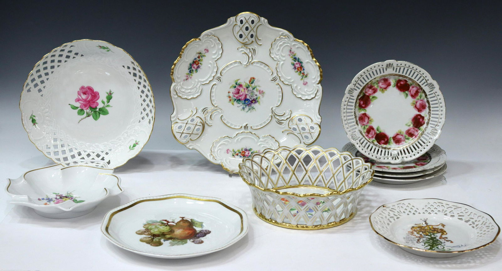 (10) PORCELAIN TABLEWARE: MEISSEN, RETICULATED (1 of 5)