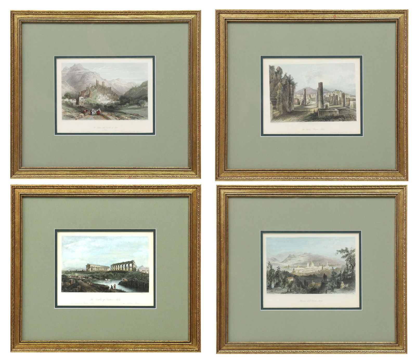 (4) FRAMED ITALIAN VIEW HAND-COLORED ENGRAVINGS (1 of 9)