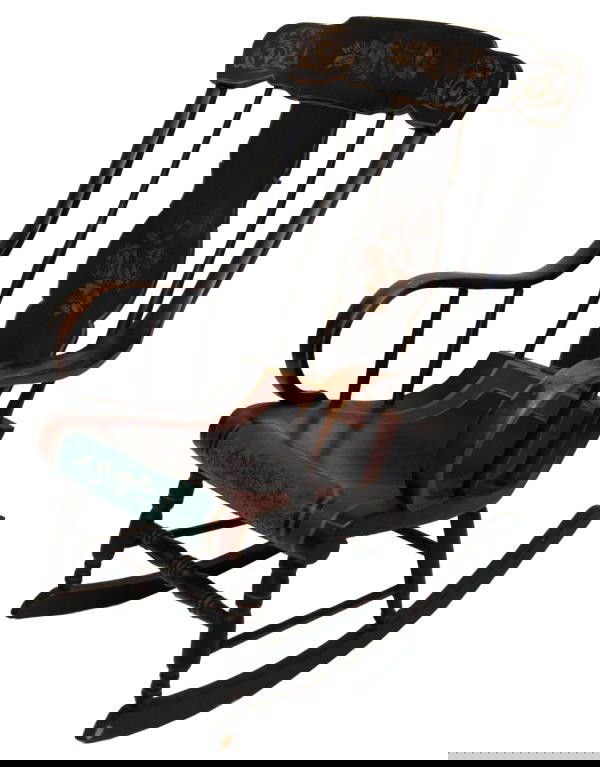 171 ANTIQUE STENCIL PAINTED ROCKING CHAIR