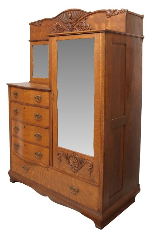 310 OAK CHIFFEROBE DRESSER MURPHY STYLE BED