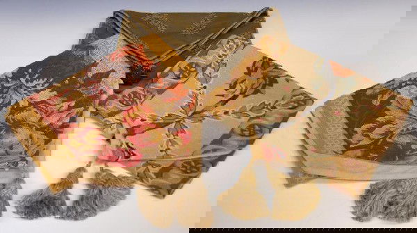 (3) DECORATIVE TAPESTRY TEXTILE TABLE RUNNERS: (lot of 3) Collection of tapestry and brocade table runners, including: (2) Belgian tapestry runners in harvest tones with floral pattern, tassels, one retaining original retail tag, 44"l excluding ta