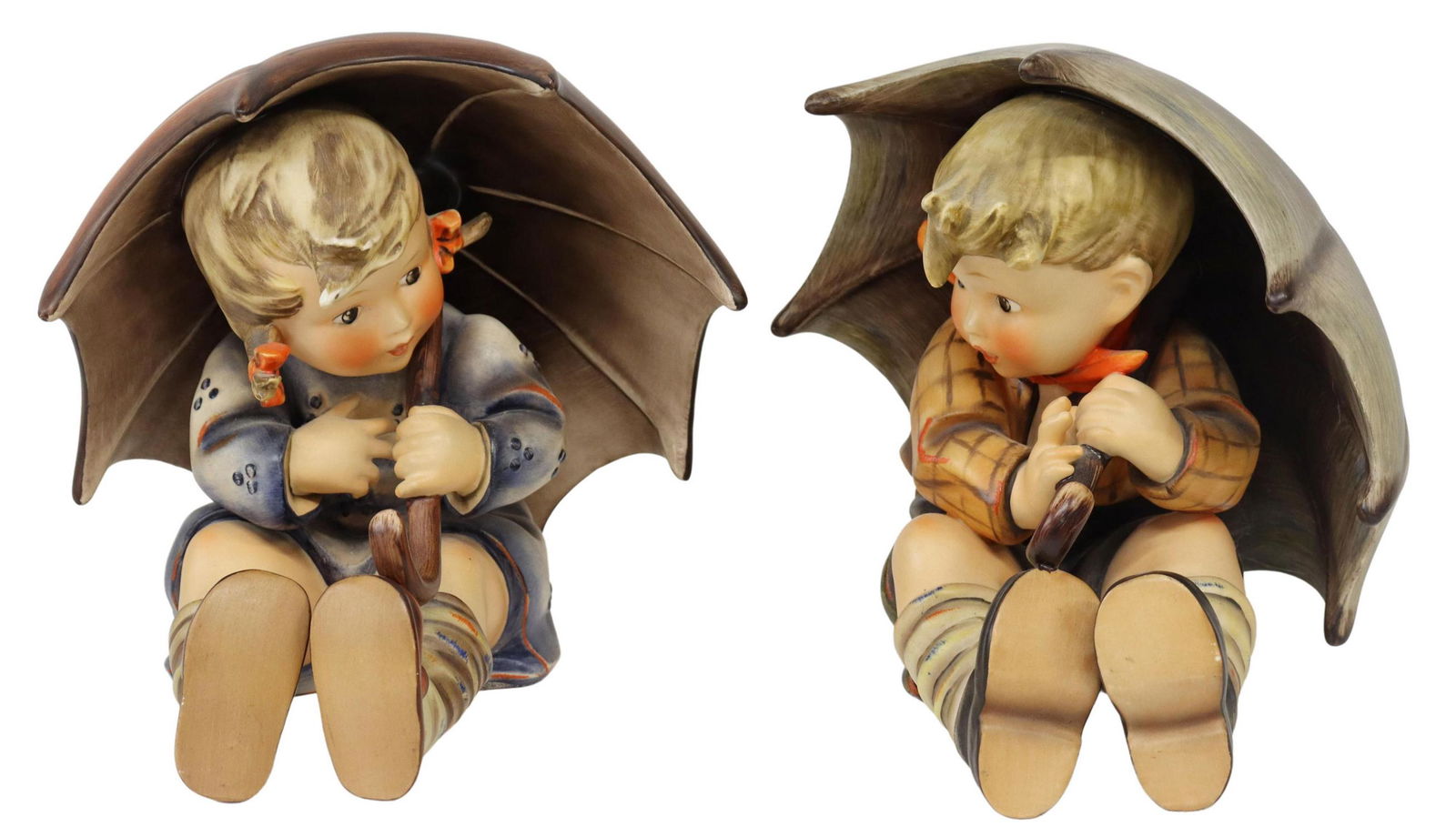(2) HUMMEL PORCELAIN UMBRELLA BOY & GIRL, 8"H (1 of 7)