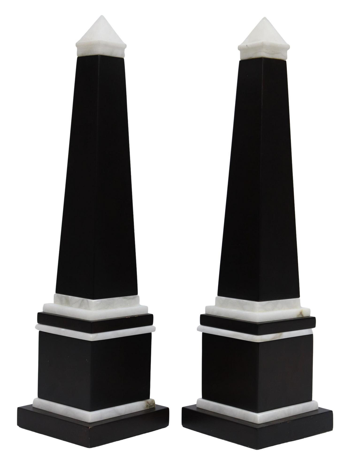 (2) OSCAR DE LA RENTA WOOD & STONE OBELISKS, 22"H (1 of 5)