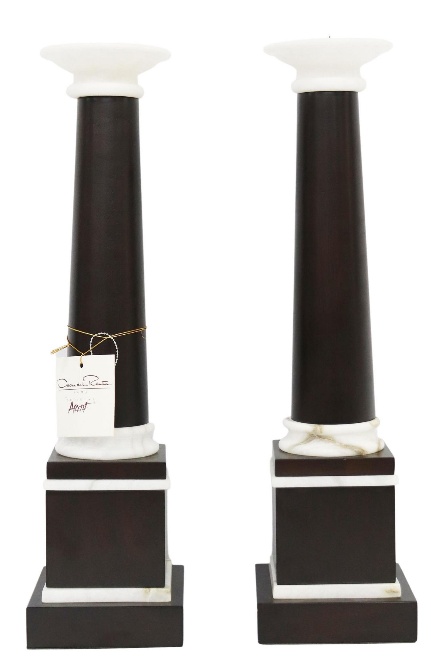 (2) OSCAR DE LA RENTA WOOD & STONE CANDLESTICKS (1 of 7)