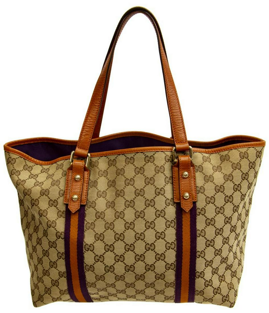 GUCCI 'JOLICOEUR' BEIGE MONOGRAM CANVAS HANDBAG (1 of 4)