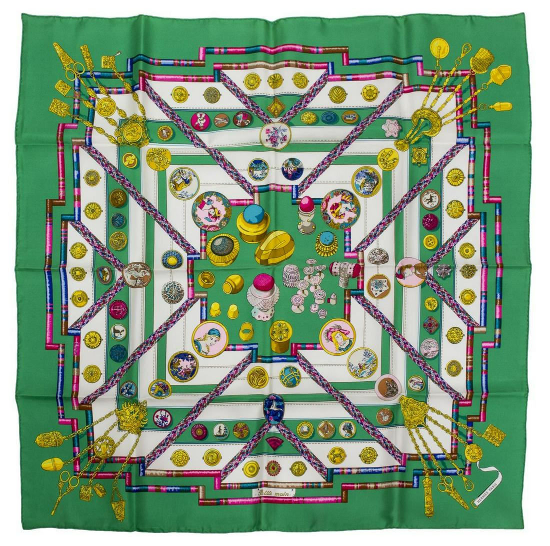 (2) HERMES SILK TWILL SCARF 'PETITE MAIN' & BOOK (1 of 2)
