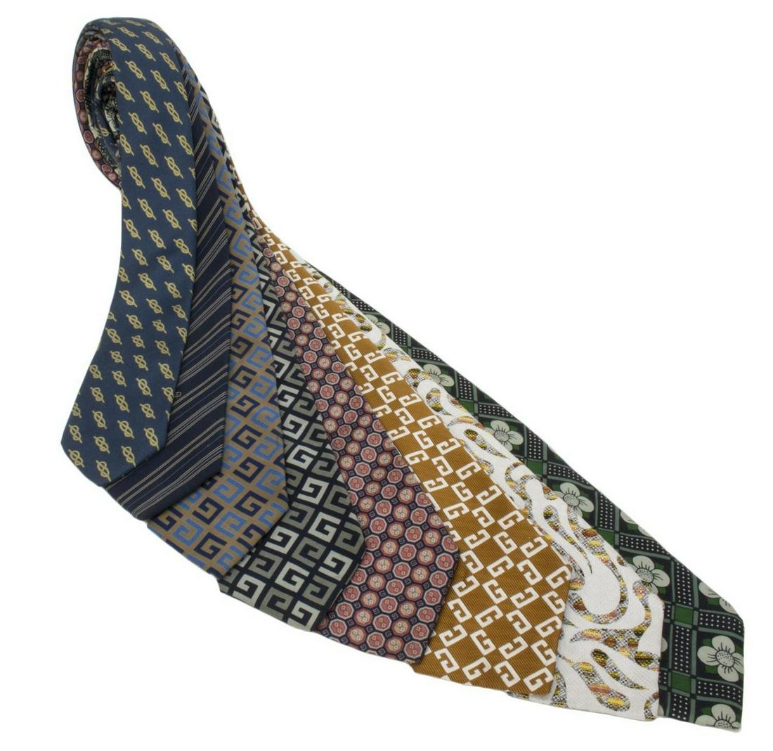 8) VINTAGE GIVENCHY & GUCCI SILK & OTHER NECK TIES (1 of 6)