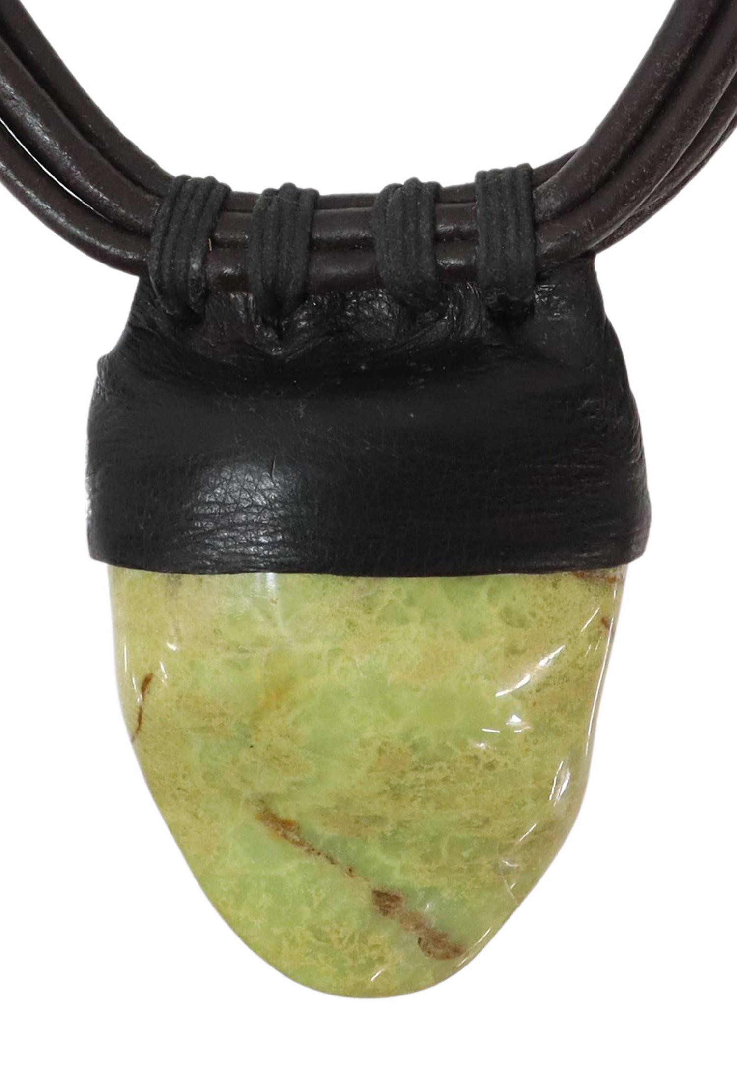 ANOTHAI HANSEN STATEMENT NECKLACE, OPAL & LEATHER (1 of 5)