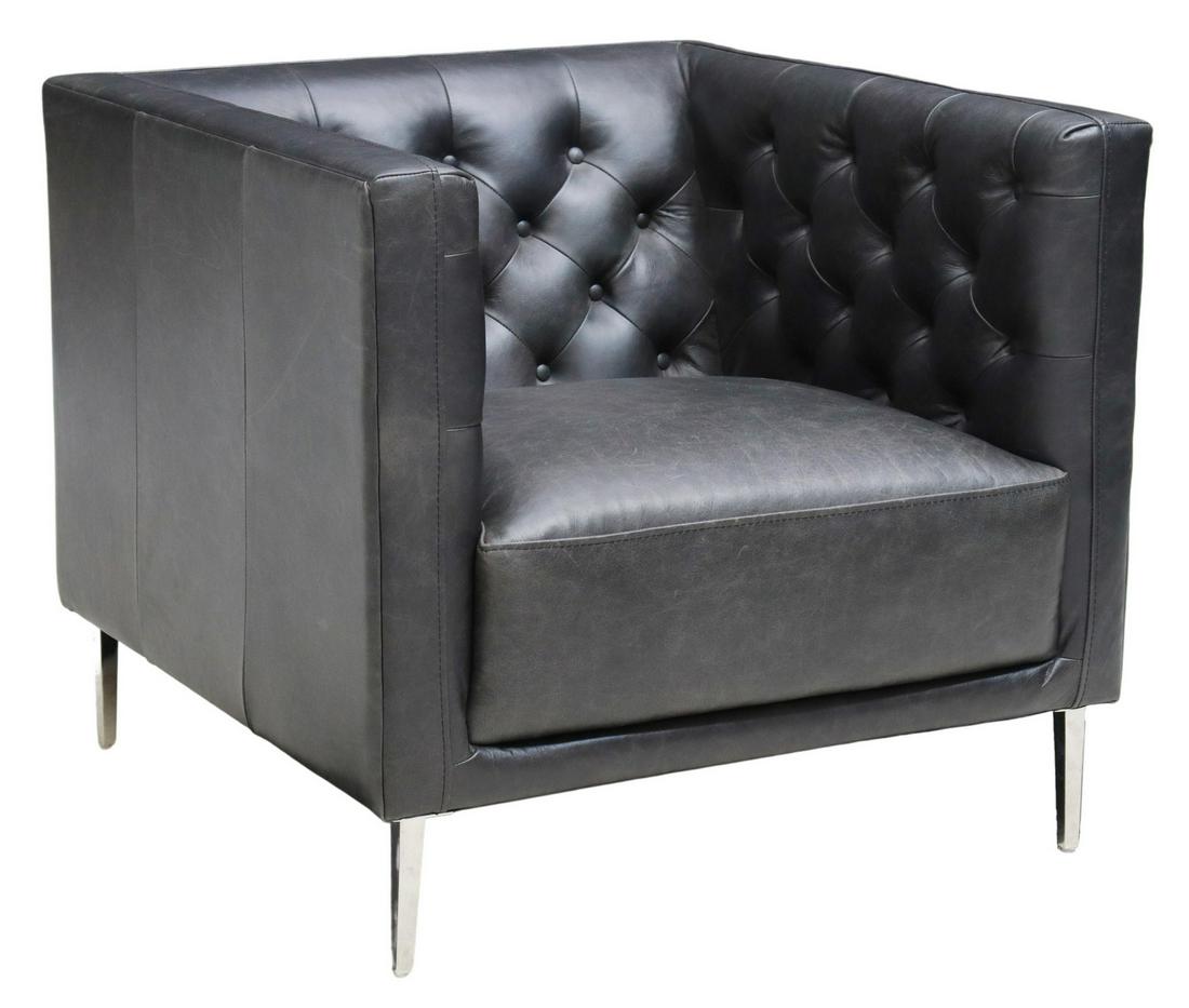 CB2 SAVILE LEATHER CHESTERFIELD STYLE CLUB CHAIR (1 of 4)