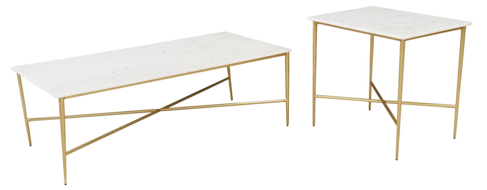 (2) WEST ELM NEVE MARBLE-TOP SIDE & COFFEE TABLES (1 of 3)