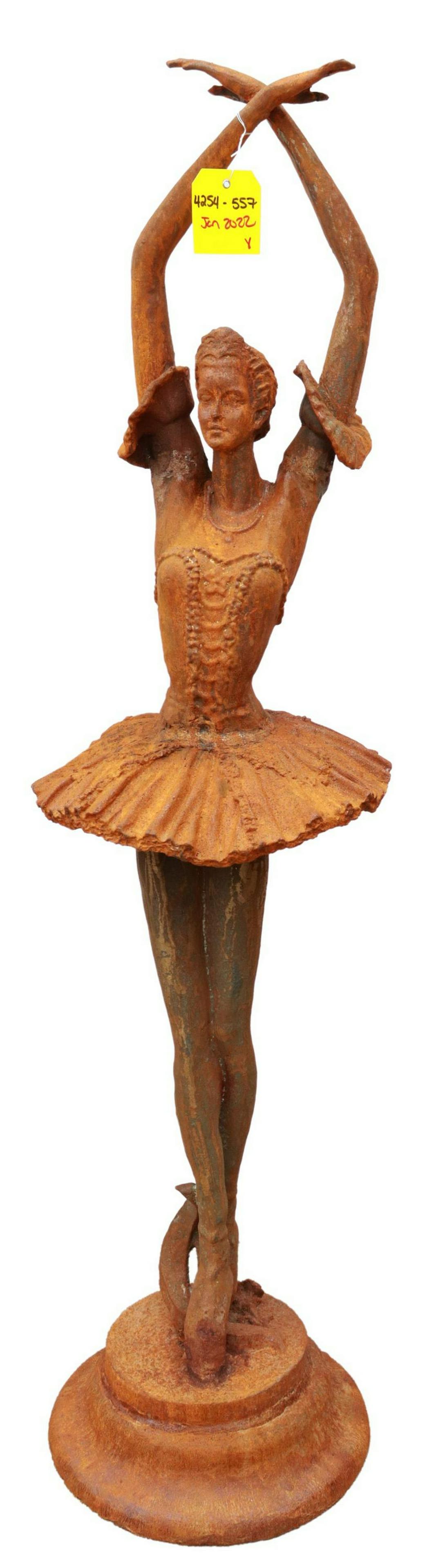 LARGE OXIDIZED CAST IRON STATUE, BALLERINA, 49"H (1 of 3)