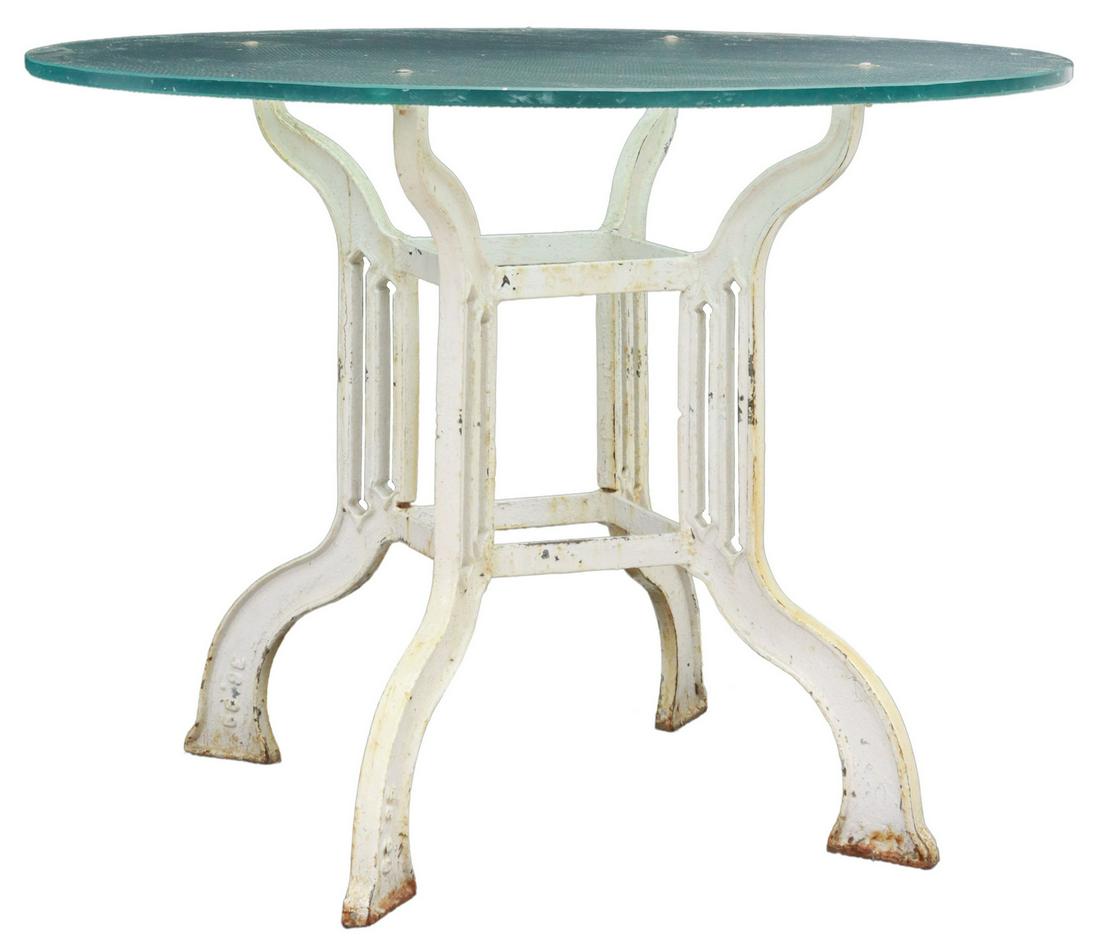 Glass Top Cast Iron Patio Garden Table
