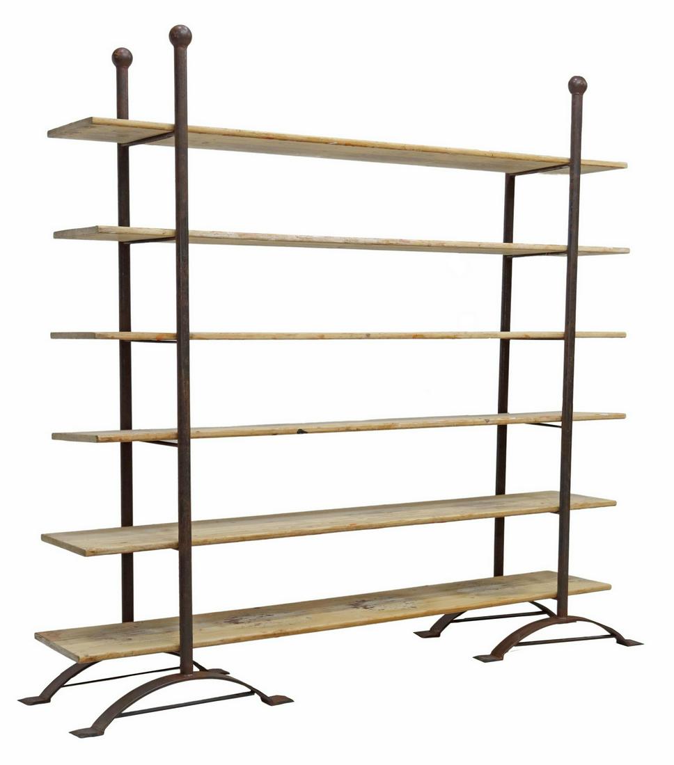 RUSTIC IRON FRAME & PINE SHELVES BAKER'S RACK (1 of 4)