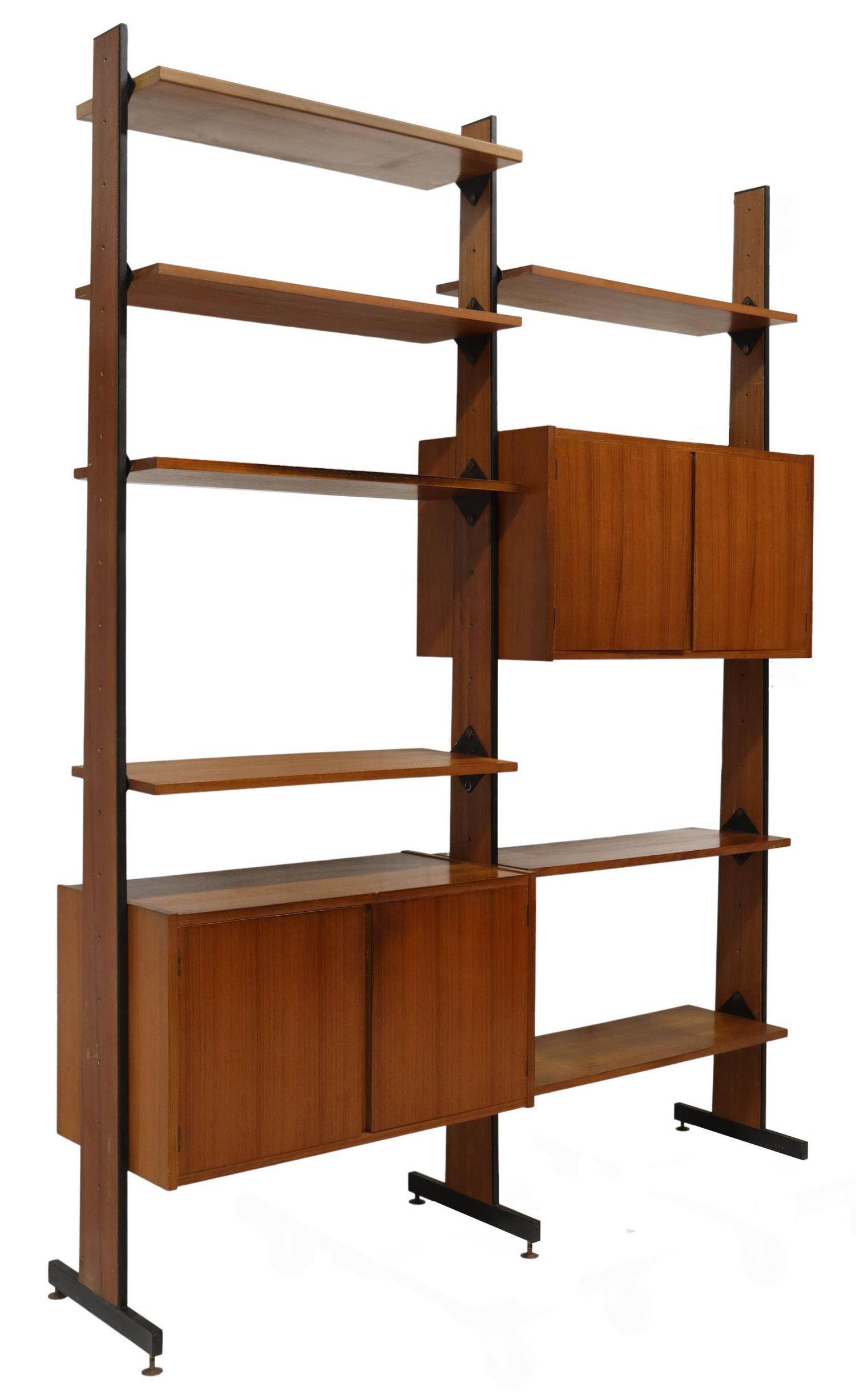 ITALIAN MID-CENTURY MODERN TEAK MODULAR WALL UNIT (1 of 5)