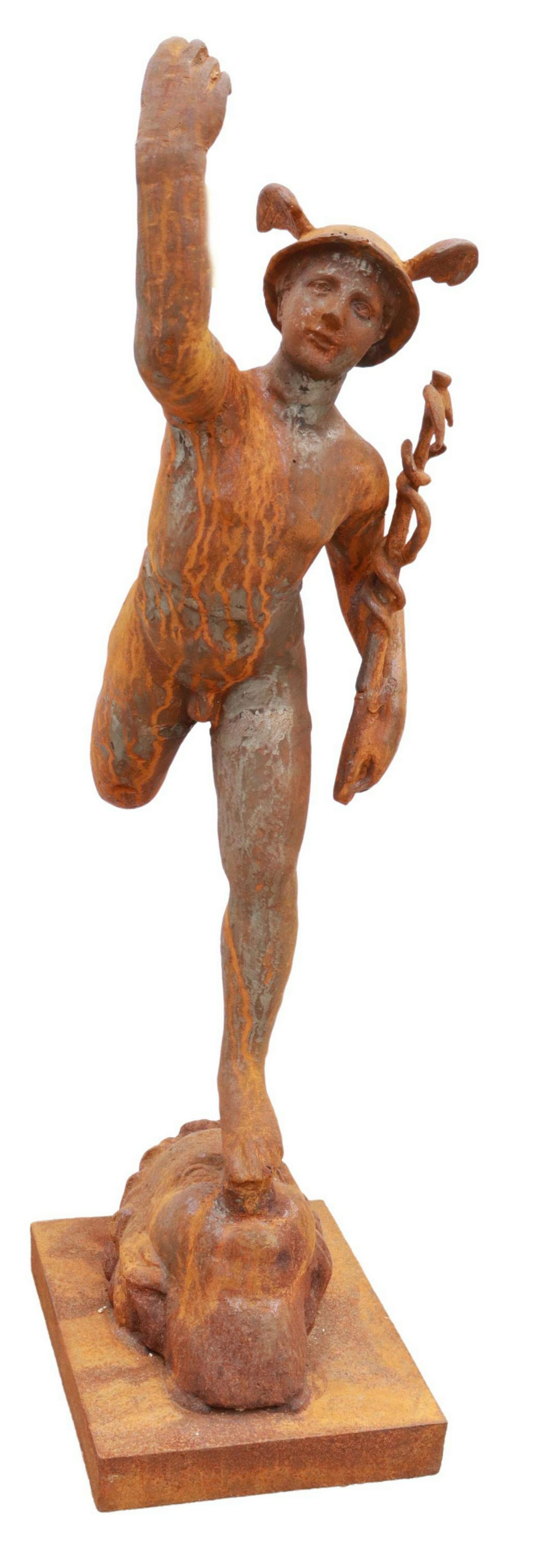 LARGE CAST IRON GARDEN STATUE, MERCURY, 42.5'H (1 of 2)