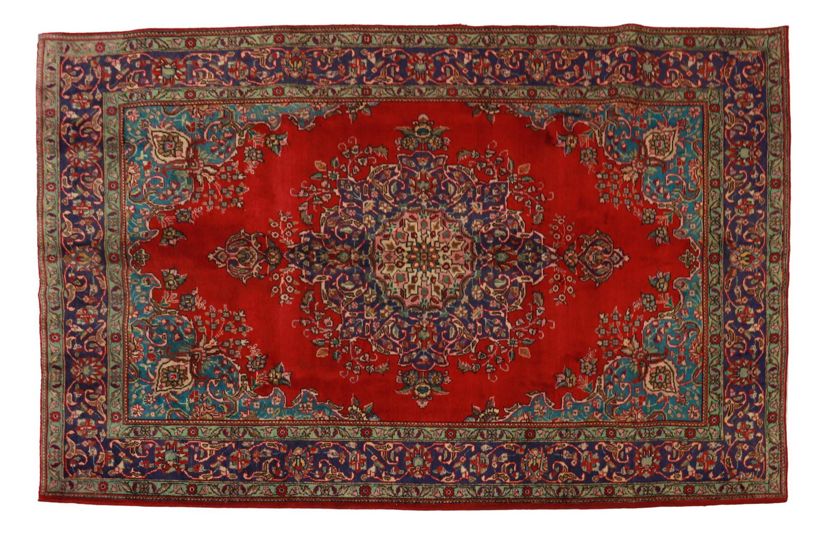 HAND-TIED PERSIAN TABRIZ RUG, 9'7" X 6'8" (1 of 3)