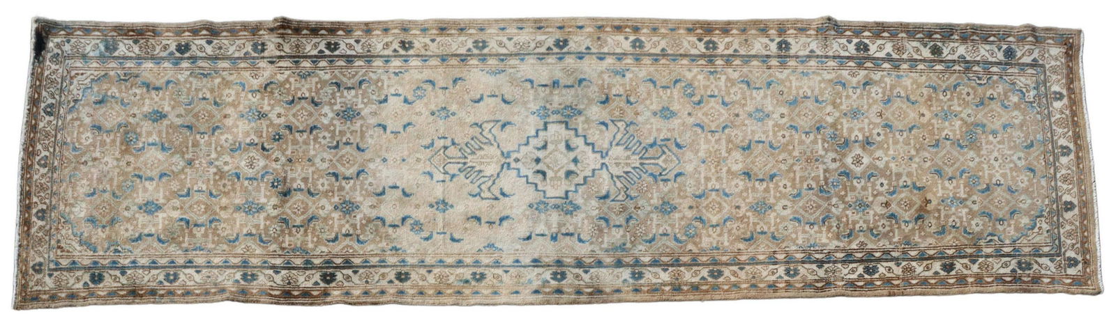 HAND-TIED PERSIAN HAMADAN RUNNER, 14'3.5" X 3'9.5" (1 of 3)