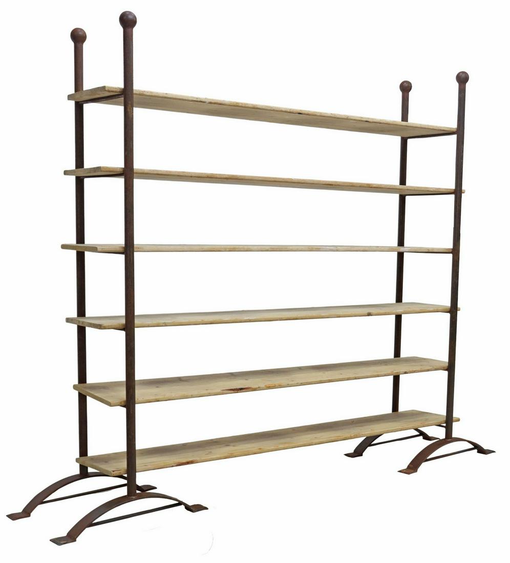 RUSTIC IRON FRAME & PINE SHELVES BAKER'S RACK (1 of 4)