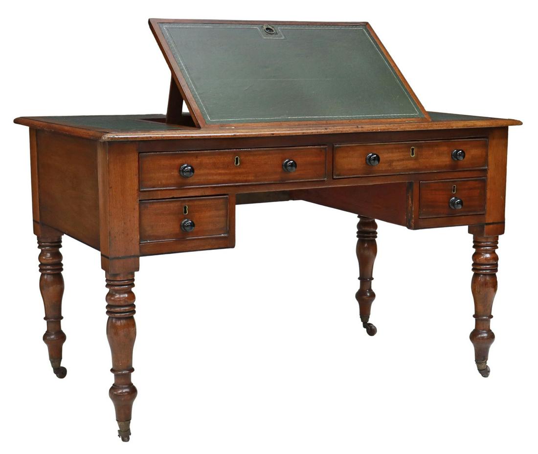 VICTORIAN ADJUSTABLE SLANT-TOP WRITING DESK (1 of 6)