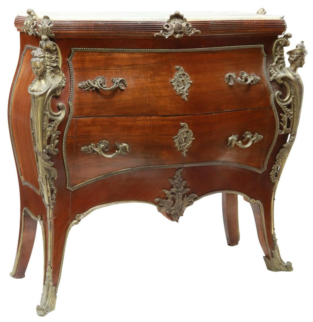 FRENCH LOUIS XV STYLE MAHOGANY BOMBE COMMODE (1 of 5)