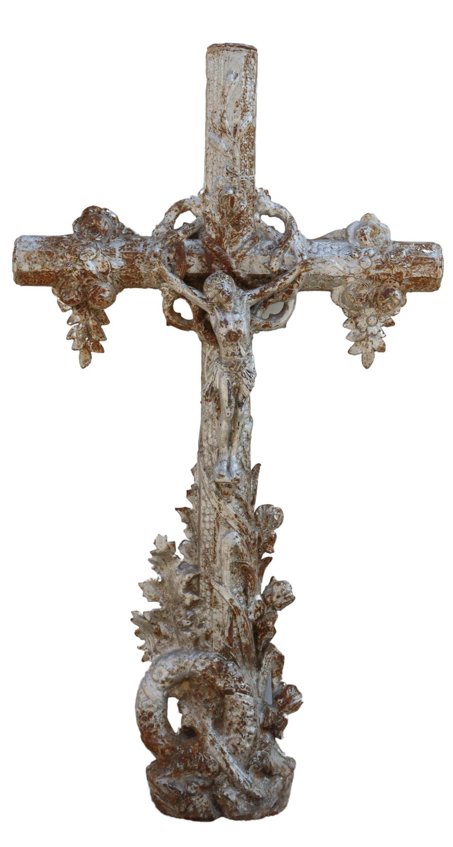 FRENCH CAST IRON CROSS, 19TH C., 49"H (1 of 2)