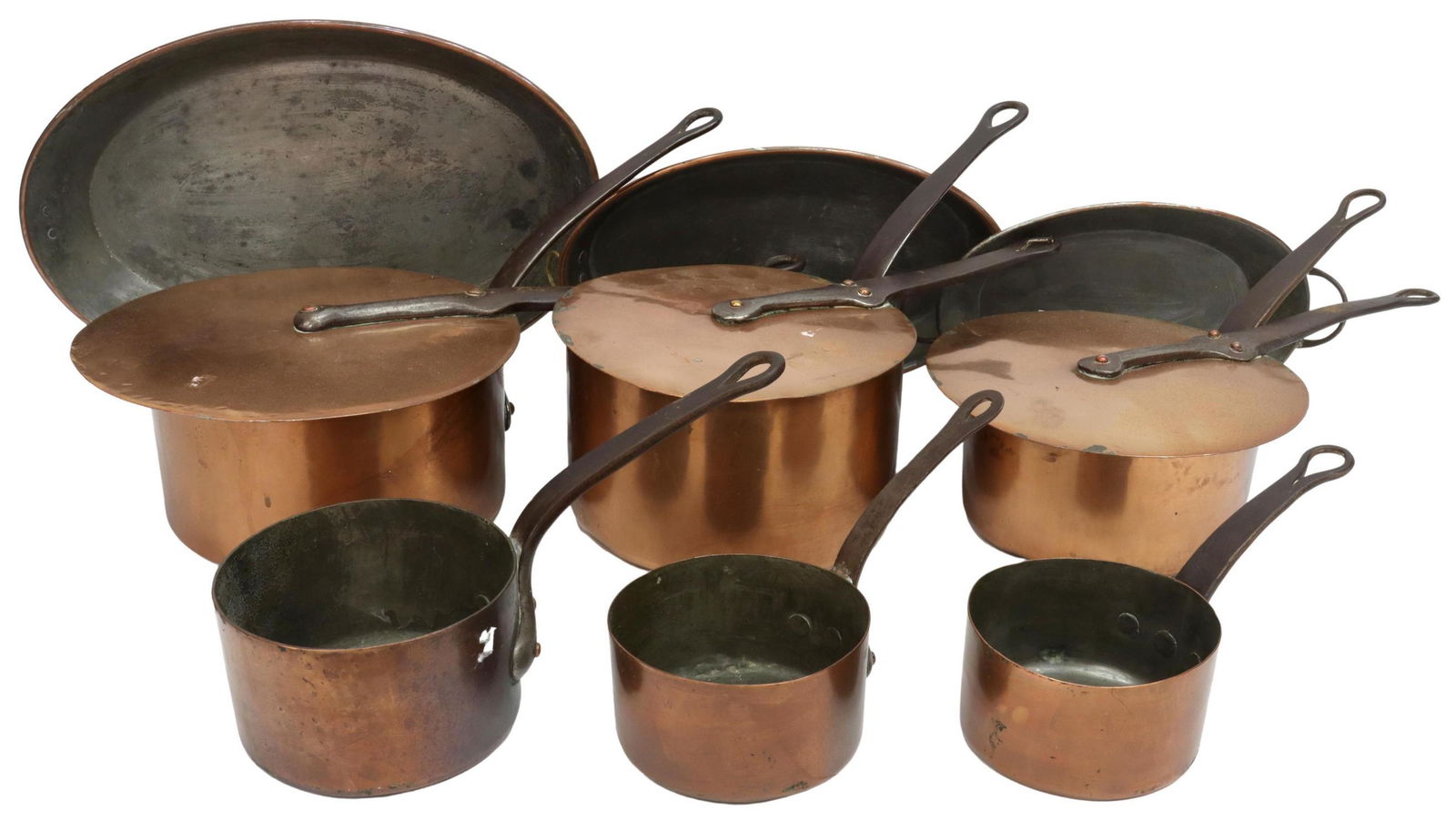 (12) FRENCH COPPER AU GRATIN & GRADUATED SAUCEPANS (1 of 6)