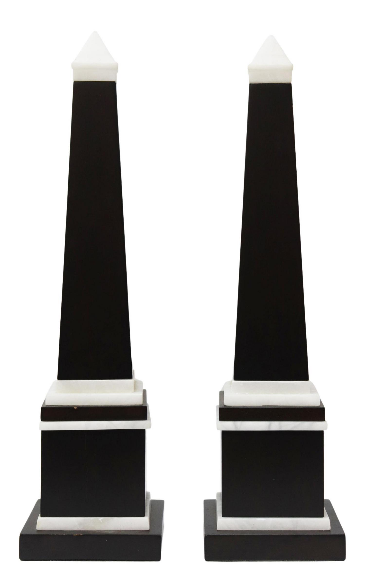 (2) OSCAR DE LA RENTA WOOD & STONE OBELISKS, 22"H (1 of 5)