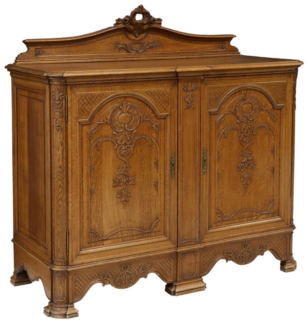 LOUIS XV STYLE CARVED OAK SERVER SIDEBOARD (1 of 5)