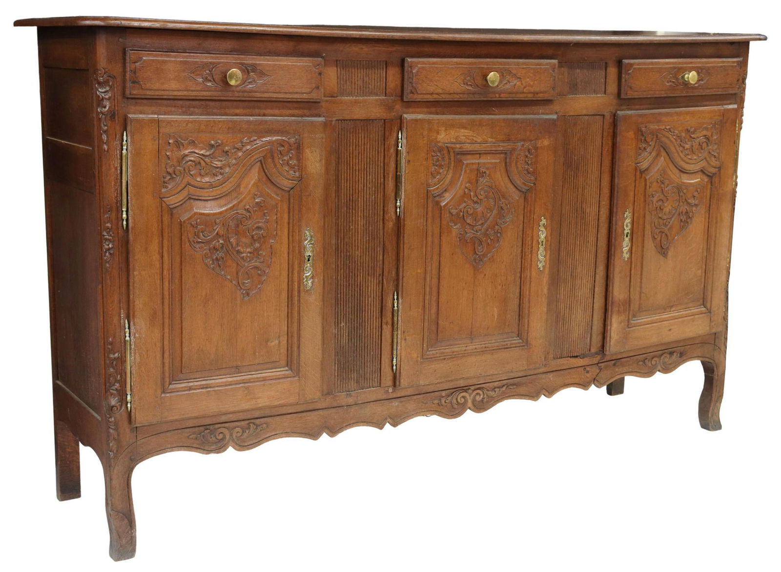 FRENCH PROVINCIAL LOUIS XV STYLE OAK SIDEBOARD (1 of 6)
