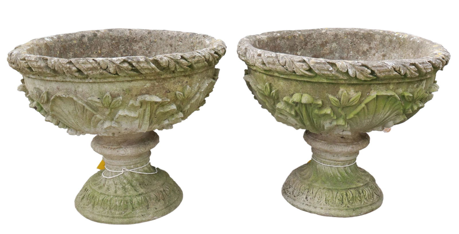 (2) CAST STONE SHELL & FOLIATE GARDEN PLANTERS (1 of 3)