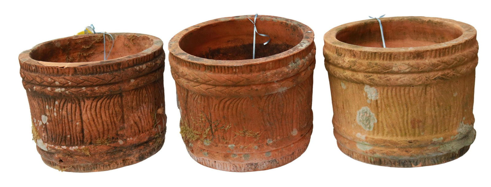 (3) TERRACOTTA BARREL FORM GARDEN PLANTERS (1 of 3)