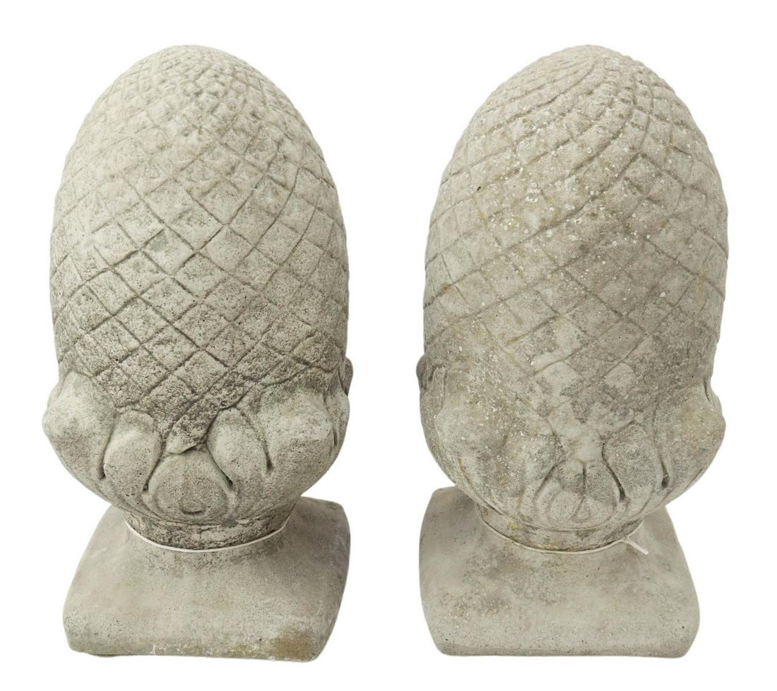 (2) CAST STONE GARDEN PINEAPPLE FRUIT PIERS, 21"H (1 of 2)