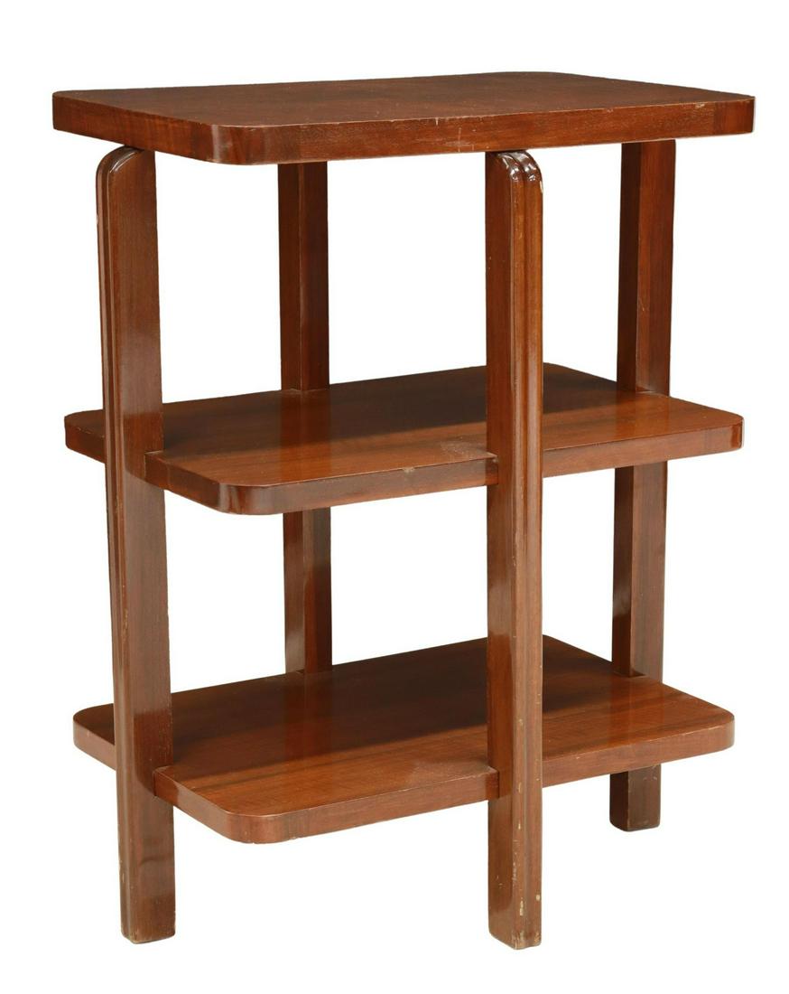 ART DECO WALNUT THREE-TIER SIDE TABLE (1 of 4)