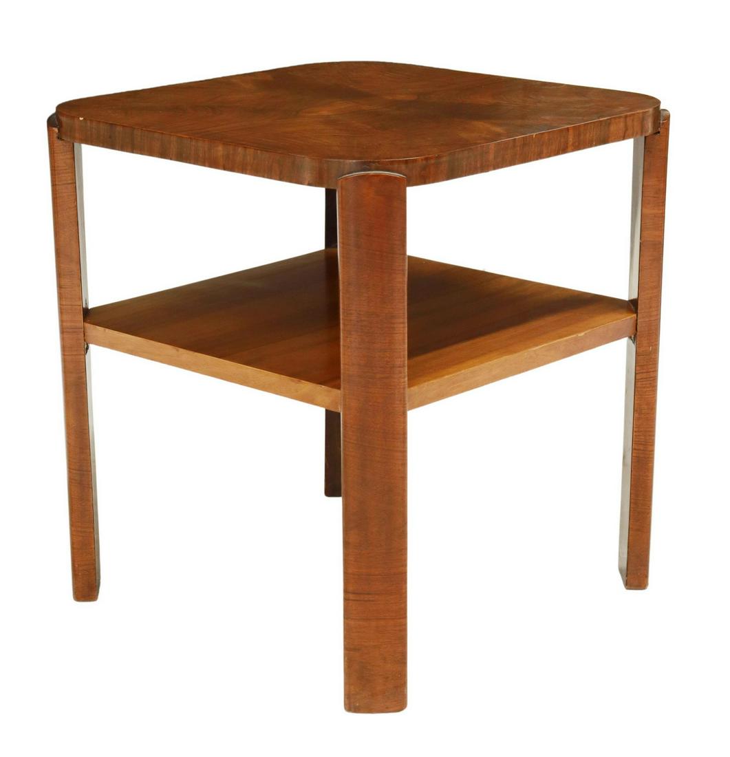 ART DECO BURLWOOD SQUARE TWO-TIER TABLE (1 of 4)