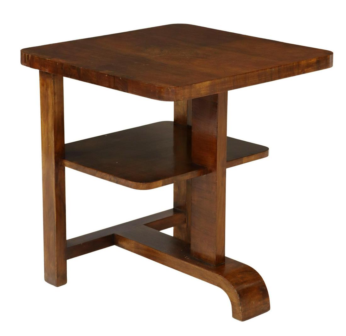 ART DECO BURLED WALNUT TWO-TIER SIDE TABLE (1 of 5)