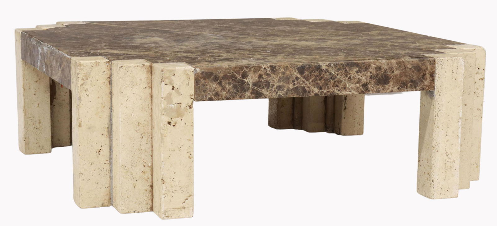 CONTEMPORARY MARBLE & STONE SQUARE COFFEE TABLE (1 of 4)