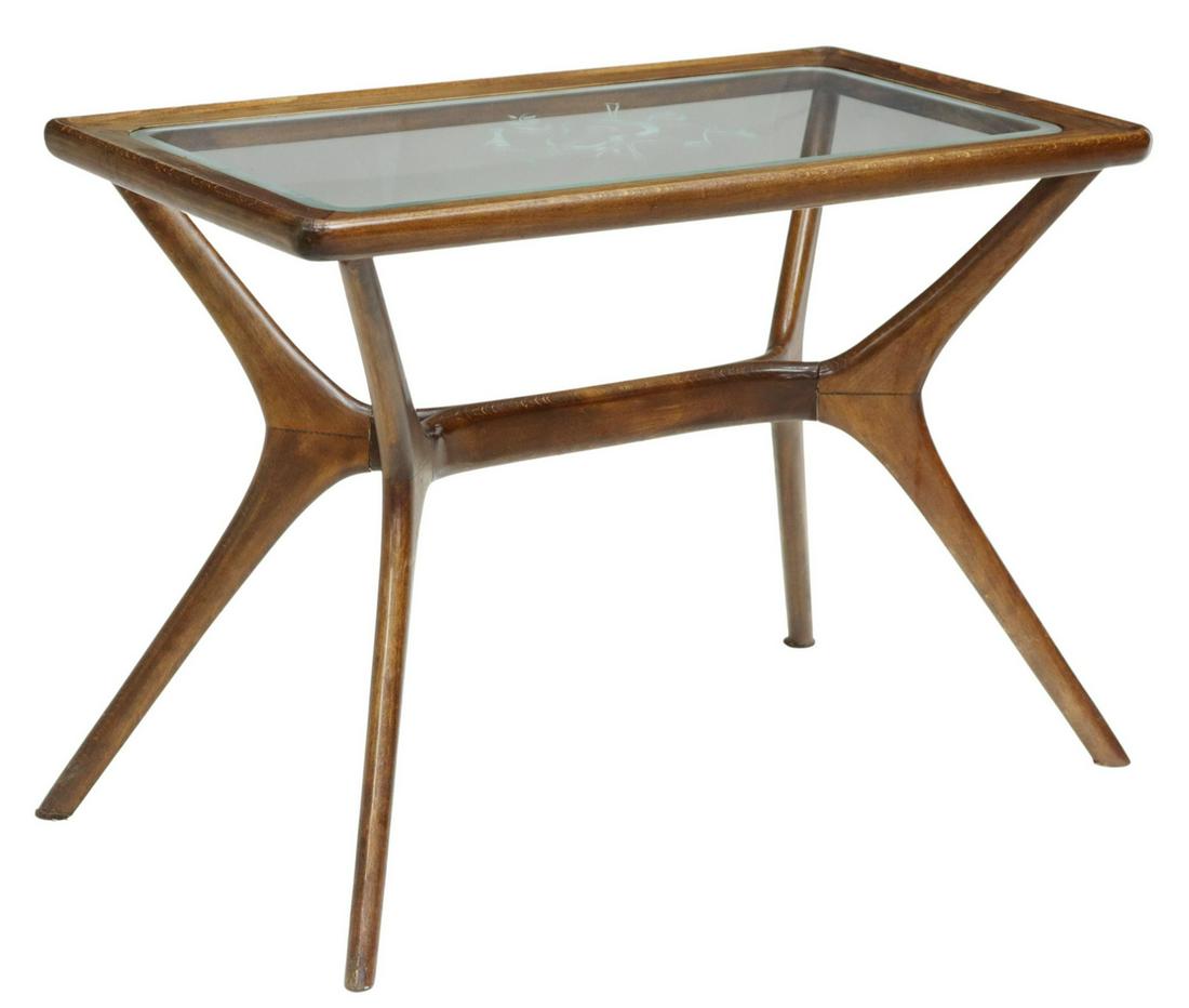 ITALIAN MID-CENTURY MODERN GLASS-TOP SIDE TABLE (1 of 4)